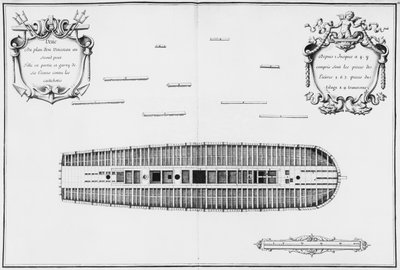 Plan des zweiten Decks eines Schiffes, Illustration aus dem 